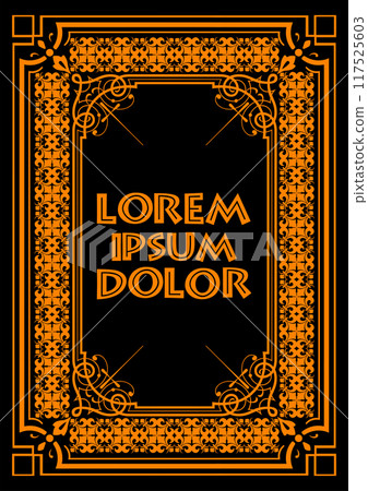 Ornate leather book cover and Old retro ornament frames. Royal Golden style design. Historical novel. Oriental style Vector illustration. Hand drawn illustration 117525603