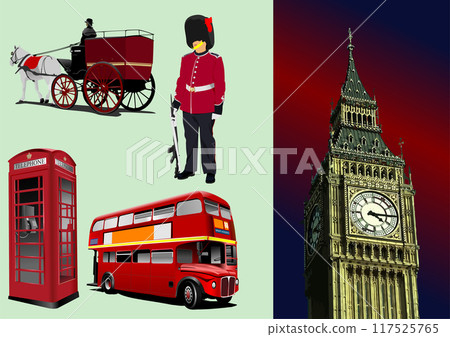 Few London images. Vector 3d hand drawn illustration Few London images. Vector 3d hand drawn illustration 117525765