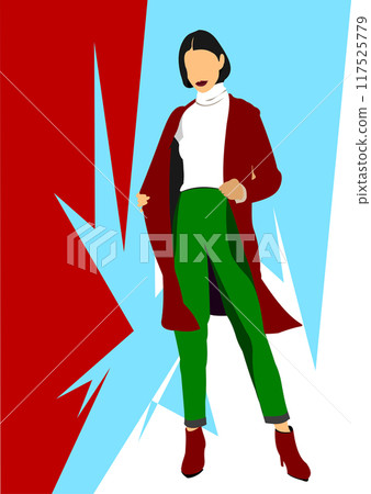 Young woman. Businesswoman.Vector 3d hand drawn illustration Young woman. Businesswoman.Vector 3d hand drawn illustration 117525779