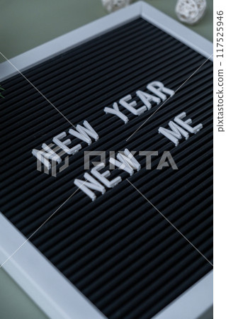 Motivational saying NEW YEAR NEW ME. Goals setting concept. Strategy for self development improvement. Inspirational Planning better healthier life. Visual Motivational saying NEW YEAR NEW ME. Goals setting concept. Strategy for self development improvement. Inspirational Planning better healthier life. Visual 117525946