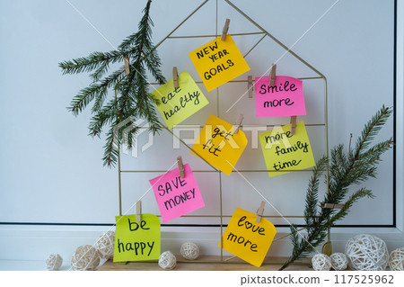Dream board promises and aims. Preparation for new year new life new me. Visualizing wish list for 2025. Dreams plan action resolutions for coming year. Inspirational self improvement Dream board promises and aims. Preparation for new year new life new me. Visualizing wish list for 2025. Dreams plan action resolutions for coming year. Inspirational self improvement 117525962