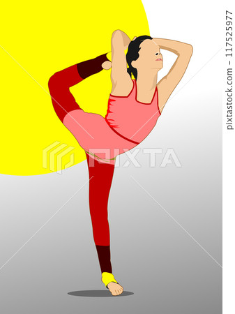 Woman practicing Yoga exercises. Vector 3d hand drawn Illustration by Adobe Illustrator Woman practicing Yoga exercises. Vector 3d hand drawn Illustration by Adobe Illustrator 117525977