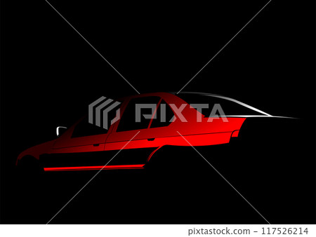 White silhouette of car on black background. Colored Vector hand drawn  illustration by Adobe illustrator 117526214
