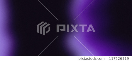 Abstract background with purple-lilac gradient shape on black background, grainy texture, grunge noise, banner design for web site 117526319