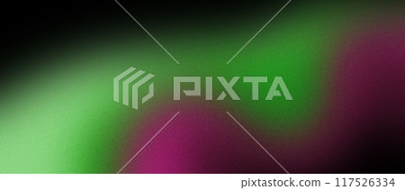Abstract background with green and crimson gradient on dark background, grain, waves, grunge noise, website banner design, copy space 117526334