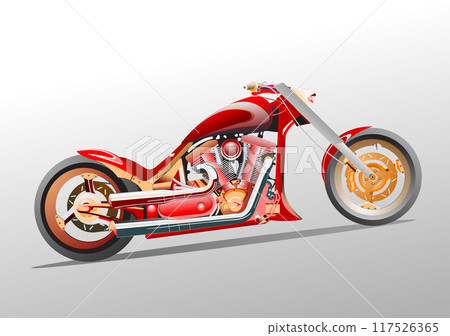 Colored 3d Vector hand drawn  illustration of motorcycle 117526365