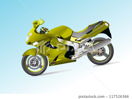 Colored 3d Vector hand drawn illustration of motorcycle Colored 3d Vector hand drawn illustration of motorcycle 117526366