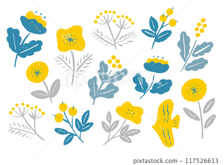 Nordic flower and bird motif Nordic flower and bird motif 117526613