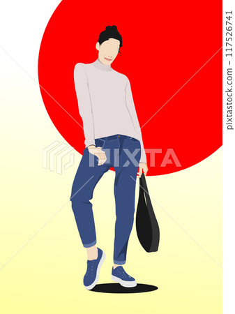 A young girl. 3d vector color hand drawn illustration A young girl. 3d vector color hand drawn illustration 117526741