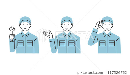工人各種姿勢的插圖 117526762