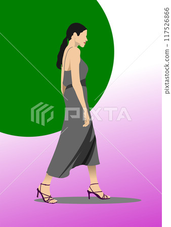Young cute woman.3d color vector hand drawn illustration 117526866