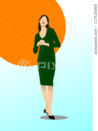 Young cute woman.3d color vector hand drawn illustration Young cute woman.3d color vector hand drawn illustration 117526869