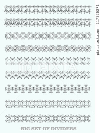Collection of vector Ornamental Rule Lines in Different Design styles. Hand drawn illustration Collection of vector Ornamental Rule Lines in Different Design styles. Hand drawn illustration 117526871