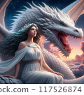 Woman and white dragon 117526874