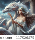 Woman and white dragon 117526875