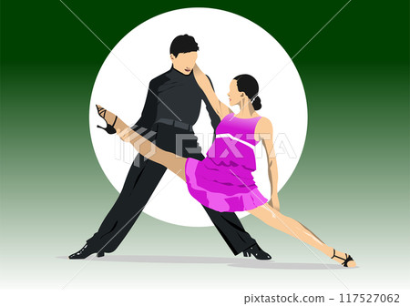 Brazilian rumba dancers. 3d vector hand draw color illustration 117527062