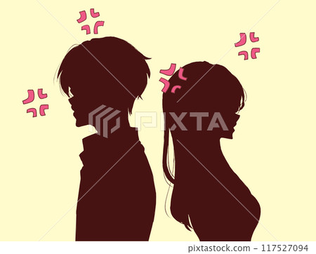 男人和女人背靠背，厭惡的標記 117527094