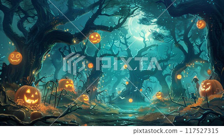 Jack O'Lantern in the Forest Jack O'Lantern in the Forest 117527315