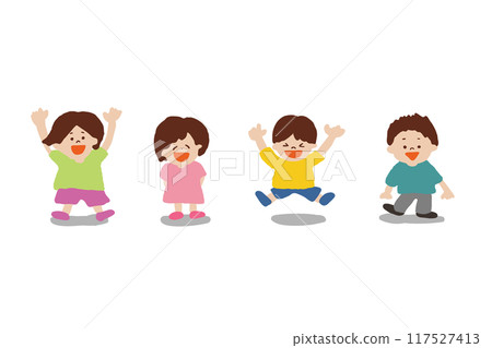 Children jumping cheerfully Children jumping cheerfully 117527413