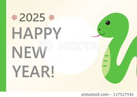 Cute New Year's card material for the year of the snake Cute New Year's card material for the year of the snake 117527592