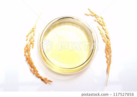 Rice oil in a glass container 117527858