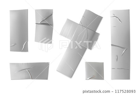 Silver adhesive tape pieces with texture. 117528093