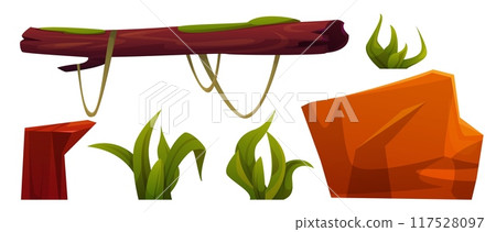 Jungle landscape design elements set Jungle landscape design elements set 117528097