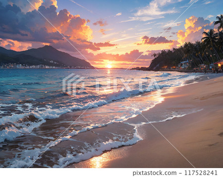 Sunset seen from the coast Sunset seen from the coast 117528241