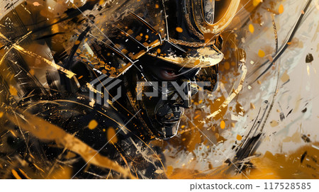A gorgeous samurai illustration in black and gold 117528585