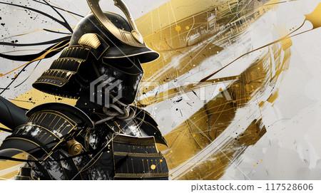 A gorgeous samurai illustration in black and gold A gorgeous samurai illustration in black and gold 117528606