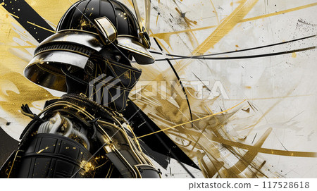 A gorgeous samurai illustration in black and gold A gorgeous samurai illustration in black and gold 117528618