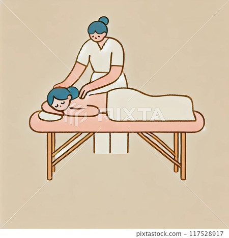 Illustration of a woman receiving a massage Illustration of a woman receiving a massage 117528917