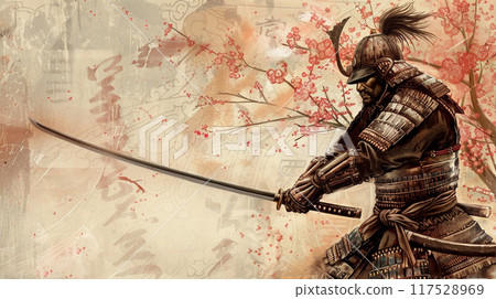 用墨水繪製的武士插圖 用墨水繪製的武士插圖 117528969