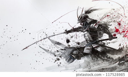 Samurai illustration drawn with ink 117528985