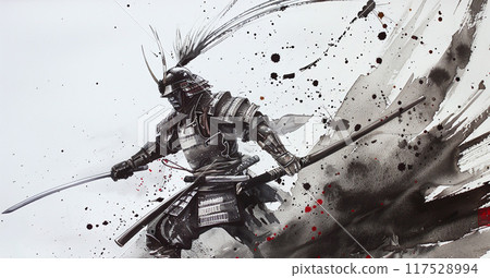 Samurai illustration drawn with ink 117528994