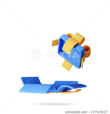 3D open gift box isolated on white 117529227