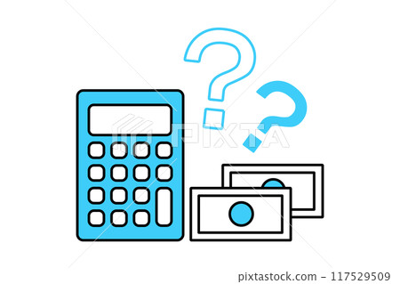 Calculator, money and question mark illustration 117529509