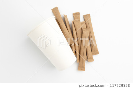 paper sugar sticks isolated on white background paper sugar sticks isolated on white background 117529538