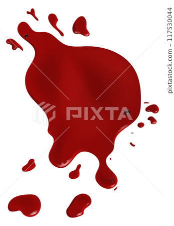 Red paint blob. Blood drops. Realistic splash 117530044