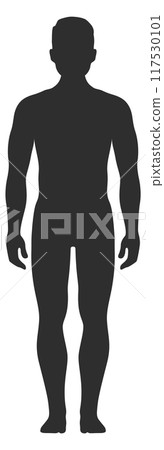 Black male figure silhouette. Body front view Black male figure silhouette. Body front view 117530101
