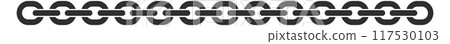 Black linked chain element. Decorative metal border 117530103