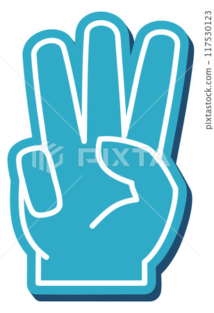 Three fingers foam hand. Cheering color arm 117530123