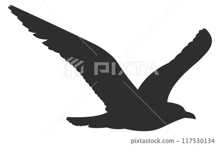 Wild bird flying. Black animal wings silhouette 117530134