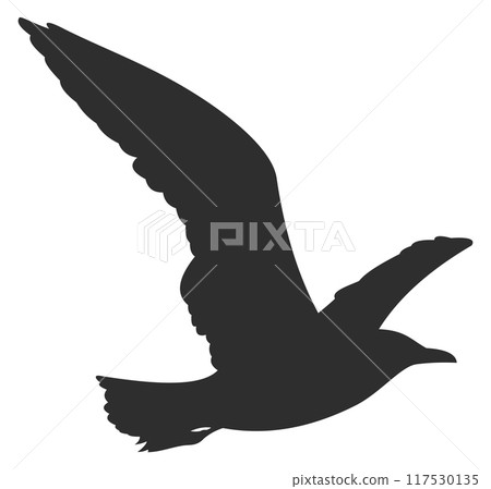 Flying seagull silhouette. Free wild bird icon 117530135