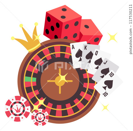 Casino roulette. Gambling dice game color icon 117530211