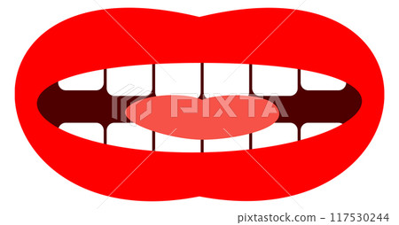 Tongue bite color icon. Female mouth lips Tongue bite color icon. Female mouth lips 117530244