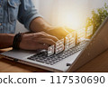 Casual Businessman and 1 Line Employee Engagement Information Concept 117530690
