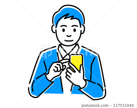 Illustration material of a man operating a smartphone Illustration material of a man operating a smartphone 117531048