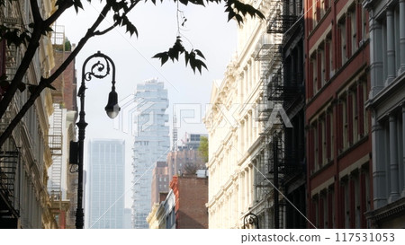 New York City Manhattan Soho fashion district near Broadway street. USA urban building architecture. New York City Manhattan Soho fashion district near Broadway street. USA urban building architecture. 117531053