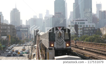 New York subway station. NYC metro train. United states metropolitan. Manhattan skyline. Empire State New York subway station. NYC metro train. United states metropolitan. Manhattan skyline. Empire State 117531079